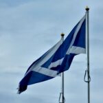 Two Scottish flags on poles