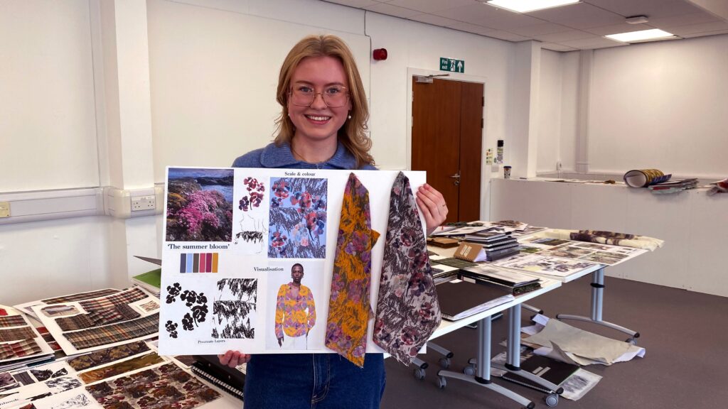 print category commendation Jude Malone, who used the words of a Victorian poet from Shetland to create textiles inspired by the islands’ landscapes and cliffs